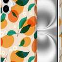 Case Compatible with iPhone 16, Cute Orange Fruit Pattern Aesthetic Phone Case for Women Girls Shockproof Protective Phone Cover - Orange