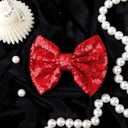 4 x Hair Clip with 5 inches Sequins Large Bow for Girls Toddler Hair Accessories Women Teens Babies Gifts - Red