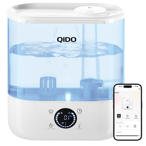 QIDO Top Fill Humidifiers for Bedroom, 5 L Cool Mist 36H Super Long Time, Quiet 28dB Essential Oil Diffuser for Baby & Plants, 3 adjustable Mist with Touch/APP/7-color Nightlight, White