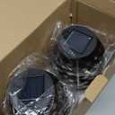 2PCS Solar Table Lanterns with Flickering Flame Light Outdoor Waterproof, Metal Desktop Decorative Lamp with Hollow Design for Tabletop Garden, 7.3" H Black Shell