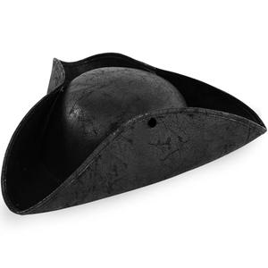 Xeehwb Black Pirate-Hat,Women Tricorn Leather Hat,Men Vintage Wrinkle Pirate Hat for Halloween Party Costume Accessories