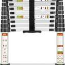 RIKADE Telescopic Ladder, 8.5 ft Aluminum Telescoping Ladder with Non-Slip Feet and Stable Hook, Portable Extension Ladder for Household and Outdoor Working, Max Load 330 lb, Aluminum