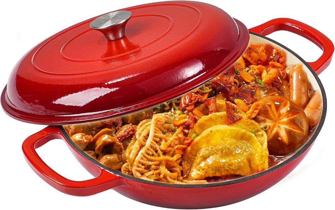 Vivicreate 3.5 Quart Enamel Cast Iron Dutch Oven Pot with Lid Enameled Cookware for Baking, Roasting, and Braising Durable Cast Iron Pot for Stove Top and Oven Use
