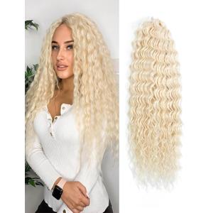 Curly Braiding Hair 300g,Platinum Blonde Ocean Wave Crochet Hair Extensions for Women,Long Synthetic Loose Deep Wave Wavy Twist Hair for Boho Braids