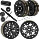 1.3" Beadlock Wheels for 1/18 TRX4M Ascent-18,1/24 SCX24 FCX24 RC Crawler Car,1.3 Beadlock Single & Dual Wheel Aluminium w/Brass Rims,4pcs,Black