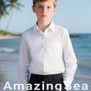 Boys Dress Shirts Long Sleeve, Boys Button Down Shirt Wrinkle-Free for Formal & Casual (Not Tie) (White)