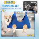 Supet Dog Grooming Hammock Harness for Dogs Cats, Relaxation Pet Nail Clipper Hammock, Restraint Dog & Large Animal Leashes Sling for Groomingk for Nail Trimming (Blue, L)