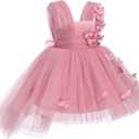 Flower Girls Butterfly High Low Tutu Dress for Kids Baby First Communion Wedding Party Dresses Toddler Little Princess Pageant Bridesmaid Birthday Baptism Tulle Gowns Dusty Pink Butterfly (3-4 Years)