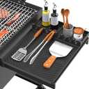 Silicone Grill Mat Compatible with Blackstone, Silicone Griddle Tools with Drip Pad, Spatula Mat for Outdoor Grill Kitchen Counter (Black)