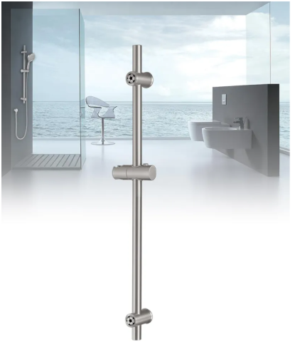 Shower Slide Bar Adjustable Handheld Shower Head Holder Wall Mount 30inch All Metal Shower Head Slide Bar Compatible with Bathroom Drill Free Glue Installation Polished Chrome