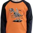 Pumpkin Shirt Toddler Halloween Shirt for Kids Boys Girls Halloween T-Shirts Ghost Clothes Long Sleeve Cotton Tee 120/160