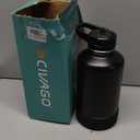 CIVAGO 64 oz Insulated Water Bottle With Straw, Half Gallon Stainless Steel Sports Water Flask Jug with 3 Lids (Straw, Spout and Handle Lid), Large Metal Thermal Cup Mug, Midnight Black