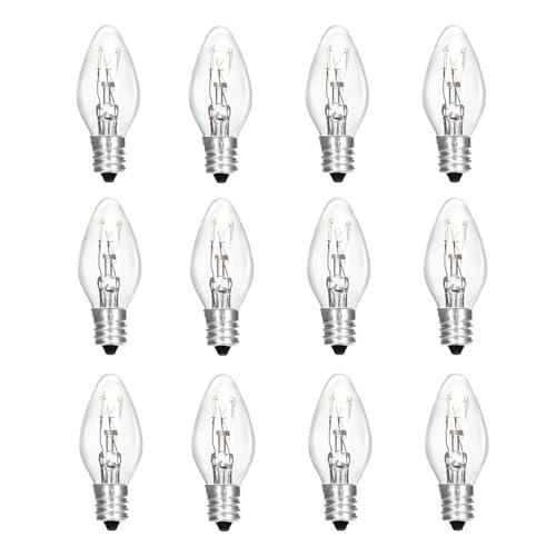 HINUAXBULB 12 Pack Scentsy Light Bulbs 15Watt 120V Wax Warmer Bulbs C7 Replacement Bulb Dimmable Salt Lamp Bulbs with E12 Base for Night Light, Candle Warmer
