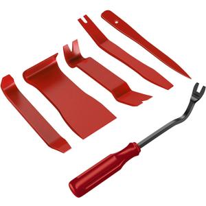 GOOACC 6PCS Auto Trim Removal Tool Kit No-Scratch Tool Kit for Car Audio Dash Window Molding Fastener Remover Tool Kit-Red