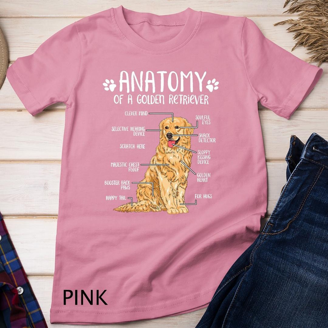 Funny Anatomy Golden Retriever Dog Lover Gift T-Shirt Unisex T-shirt (Pink) Kids Small