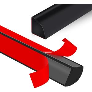 Flexible Quarter Round Molding Peel and Stick Rubber Trim Molding Double-Sided Self Adhesive Wall Corner Trim for Floor, Bathrooms, Countertops (1/2 W x 1/2 H x 40 Ft, Black)