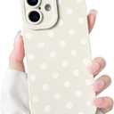 NITITOP Compatible with iPhone 16 Case Stylish Cute Polka Dots Pattern Design for Girls Women Men Soft TPU Shockproof Full Camera Protective Phone Cover - White