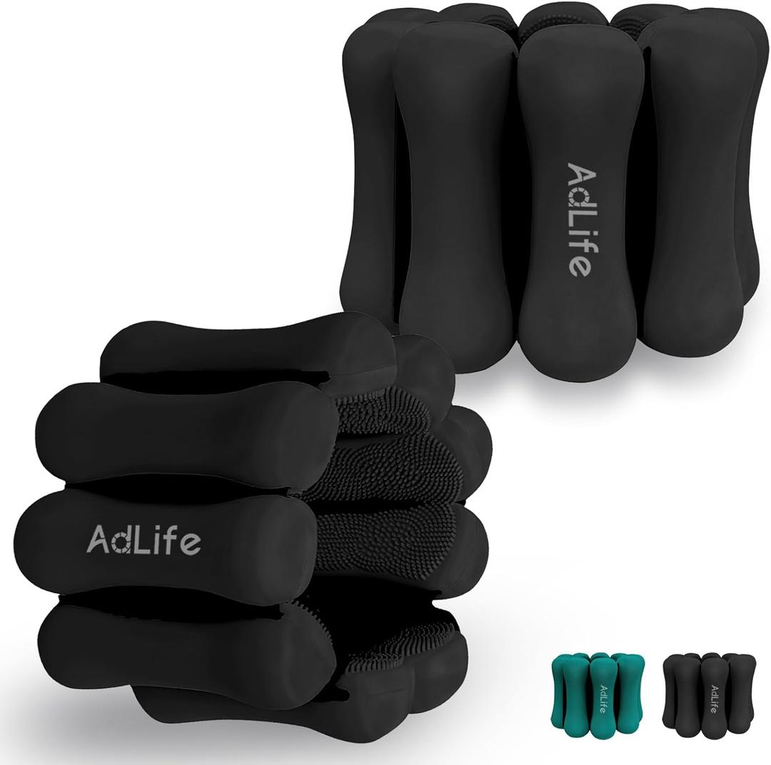 ADLIFE 2lbs Adjustable Pilates Wrist Ankle Weights for Women, Silicone Wearable Arm Leg Weights Set of 2 (1lb Each) for Working out, Waterproof Exercise Equipments for Yoga, Dance, Barre, Walking (Black)