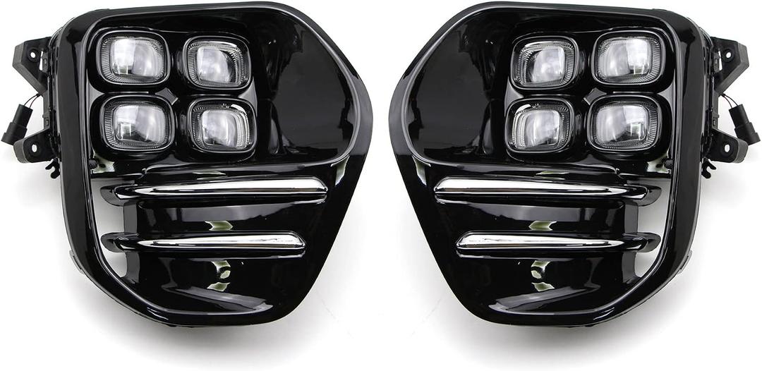 Dreamseek LED DRL 4 Eyes Style Replacement Driving Fog Lamp Assembly for Kia KX5 Sportage QL 2017 2018 2019 Daytime Running Light with Bezel Kit