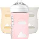 LOTBILL 12 Pack Silicone Sleeves for Avent Natural Glass Baby Bottles, Protection and Insulation, Baby Bottle Sleeve Compatible with Avent Glass Bottles 8 oz, Dishwasher Safe (Pink+Beige+Gray)