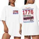 Party in The USA T-Shirt Women 4th of July Independence Day Shirts Funny Patriontic Graphic Short Sleeve Tee Tops (Medium)