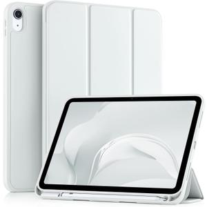 Akkerds Compatible with iPad (A16) 11th Generation Case 11 Inch 2025, for iPad 10th Generation Case 10.9 Inch 2022 with Pencil Holder, Slim Trifold Stand Protective Cover with Soft TPU Back, White