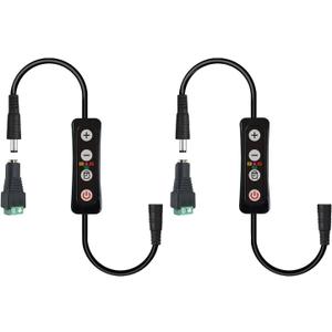 Aquarium Light Timer and Dimmer with 5.5mm x 2.1mm DC Barrel Connector, 6/10/12 Hour Modes, Adjustable 10-100% Brightness, Compatible with 12-24V DC LED Lights, 2 Pack