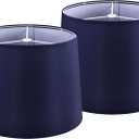 GOSO Blue Lamp Shades Set of 2, Faux Silk Lamp Shade Medium, 11×13×10 Inches Spider Drum Lampshades for Table Lamps and Floor Lamp Replace the Decorated Bedroom, Modern Living Room, Simple Assembly, Blue Natural