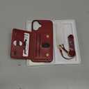 TUCCH Case Wallet for iPhone 16 Plus with Crossbody Lanyard 6 Card Holder, [Detachable Adjustable Strap] RFID Blocking PU Leather Folio Magnetic Closure Wallet Shockproof Phone Cover, Dark Red