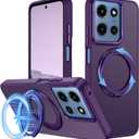 Strong Magnetic for Moto G 5G 2025 Case with Stand,Fit for MagSafe,360Rotatable Ring Designed,Translucent Matte Texture Protective Military Grade Shockproof,All Purple