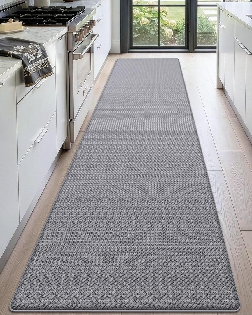 DEXI Kitchen Floor Mats Cushioned Anti Fatigue, 17x95, Long Standing Runner Rug Waterproof, Comfort Memory Foam Padded for Front Sink Laundry, Grey