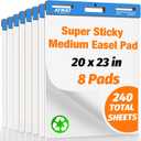AFMAT Sticky Easel Pads, 20 in x 23 in Flip Chart Paper for Teachers, Super Sticky & Bleed-Resistant, Self-Stick Easel Paper for Office/Classroom/Whiteboard/Wall/Windows, 30 Sheets/Pad, 8 Pads