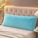 Reafort Luxury Faux Fur Body Pillow Cover 21" x 54", Long Hair PV Plush Body Pillow Case with Hidden Zipper Closure, Ultra Soft Fluffy Decorative Long Pillow Cover (Aqua, Body)