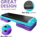Yes4All Adjustable Workout Aerobic Exercise Step Platform Health Club Size with 4 Adjustable Risers Included and Extra Risers Options (D. Teal/Purple)