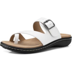 SHIBEVER Flip Flops for Women Sandals: White 2026 Summer Arch Support Sandals Size 8 - Comfortable 2026 Slip On Thong Soft Flat Shoes