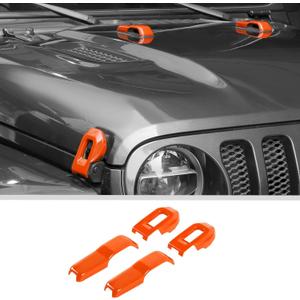 JWWY Hood Latches Decor Hood Hinge Cover Trim Fit for 2018-2025+ Jeep Wrangler JL JLU Sports Sahara Freedom Rubicon Unlimited Gladiator JT Exterior Accessories 4pcs Orange