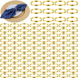 100 Pcs Gold Napkin Rings Bulk, Elegant Gold Napkin Rings, Servilleteros para Mesas for Weddings, Parties, Dinners