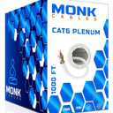 MONK CABLES | CAT6 Plenum Cable 1000ft | UTP, 23AWG, 550MHz | DSX-8000 Certified | Most Certified Cable of The Whole Market (White)