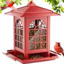 Birdream Bird Feeders for Outdoor Hanging, Assembly Required, 1-Min Easy Setup, Classic Courtyard Design, Attracting Cardinals Chickadees Goldfinches & Sparrows, Red