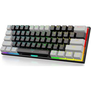 E-YOOSO 60% Wired Mechanical Gaming Keyboard, RGB Backlit Ultra-Compact 61 Keys Hot Swappable Mini Waterproof Wired Office Keyboard with Blue Switches for Windows, Mac OS Gamers (Black Grey)