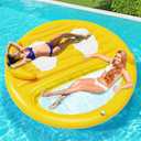 Inflatable Tanning Pool Lounger Float,Lake Floats for Adults - 71" X 71" Large Pool Floats with Headrest and Cup Holder Sunbathing Pool Lounge Raft Floatie Toys Water Filled Bed Mat Pad﻿