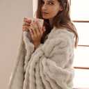 Bedsure 3D Fleece Bubble Blanket for Couch - GentleSoft Beige Throw Blanket for Sofa Bed Room Decor - Luxury Soft Cozy Gifts for Women, Lightweight, All Seasons, Beige, 50"60"