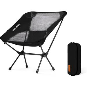 CAMEL CROWN Portable Camping Chair Lightweight Compact Folding Chair Mesh for Outdoor Camp Travel Beach Picnic Festival Hiking Backpacking Black