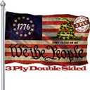 1776 Dont Tread On Me Flag 3x5 Ft Double Sided, We The People Gadsden Flags Banner, 3 Ply USA American US Rattlesnake Vintage Garden Flag Outdoor With UV Fade Proof