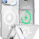 VOFATA [Upgraded Full Camera Protection] for iPhone Air Case with Camera Cover Stand [Fit for MagSafe][10FT Mil-Grade Protection] Transparent Magnetic Phone Cover for iPhone 17 Air Case, Clear