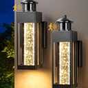 EDISHINE 2 Pack Modern Exterior Lighting Fixtures, LED Outdoor Light Fixtures Wall Mount, with Motion & Photocell Sensor, Crystal Bubble Glass, 3000K, Front Porch Light for House, Garage