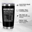 Christmas Husband Gifts from Wife - Nutrition Facts 20 oz Stainless Steel Insulated Coffee Tumbler with Lid - Anniversary Birthday Gifts for Husband, Men Gift Ideas, Cool Stuff for Men