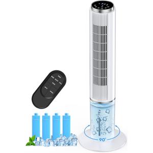 42 INCH Portable Air Conditioners w/LED Touch Screen, 4 Mode&3 Speed,1-Gal Tank for 15H Cooling Evaporative Air Cooler,12H Timer, No Hose No Window Needed, 90° Oscillating AC Unit for Bedroom