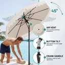 AreShark 9FT Patio Umbrella with Fringe, Wind-Resistant Fiberglass 8 Ribs Tassel Outdoor Umbrella with Crank and Push Button Tilt, Double Tier Vent Sun Shade for Pool, Deck, Backyard, Off-White