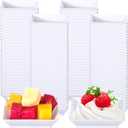 200 Pieces Mini Square Dessert Plates 2.5 x 2.5 Inch Disposable Appetizer Plates Small Clear Plastic Dish for Dessert Salad Appetizer Sauces Tastings Cake Wedding Party Serving (White)
